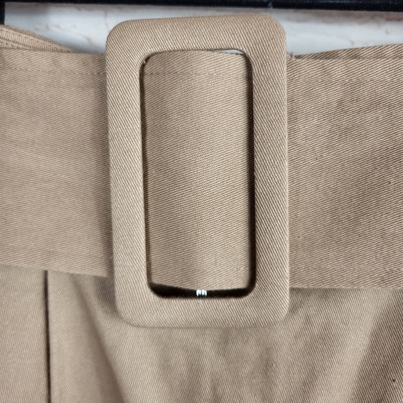 Song of Style Revolve Preppy Belted Pleated High Waist Trousers Khaki Beige M - Picture 11 of 15